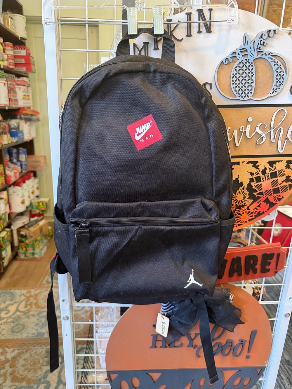 Nike Black Men's Backpack with Red Jump Man Logo